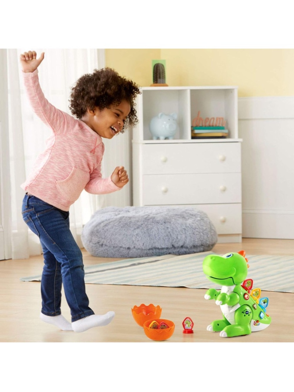 VTech Green Dino Learning Toy with Interactive Emotion Tokens - Picture 5 of 10